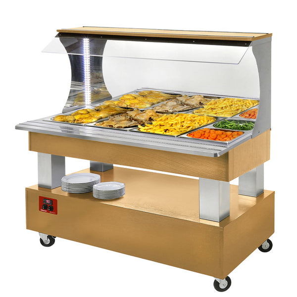 Diamond Bain Marie, warmes Wand-Buffet, 4x1/1-150 (Helle Eiche Holz)