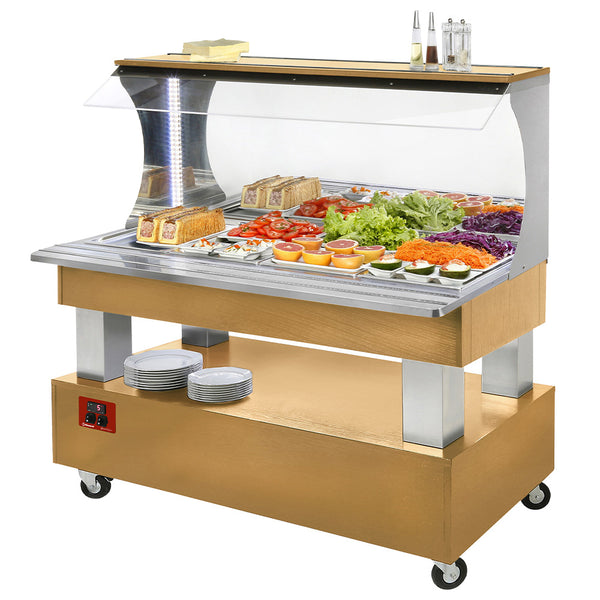Diamond Wand Salatbar, gekühlt 4x1/1-150 (Helle Eiche Holz)