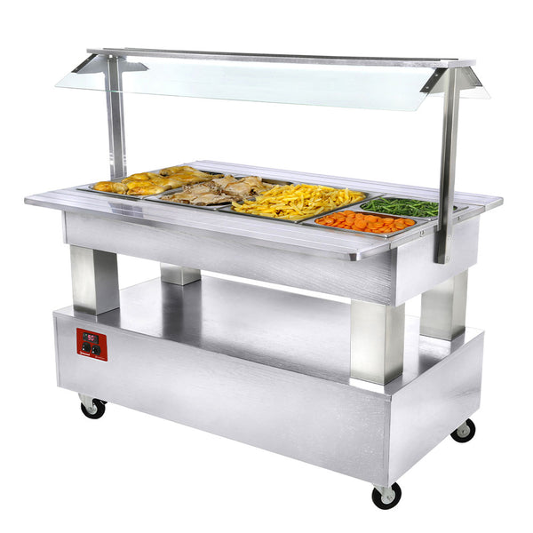 Diamond Buffet warm, Bain Marie 4x GN1/1-150 (weißes Holz)