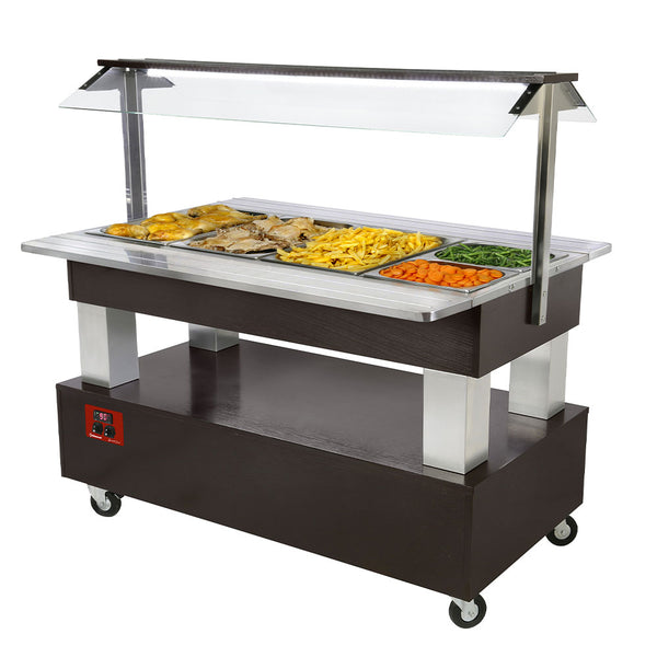 Diamond Buffet warm, Bain Marie 4x GN1/1-150 (Wengé Holz)