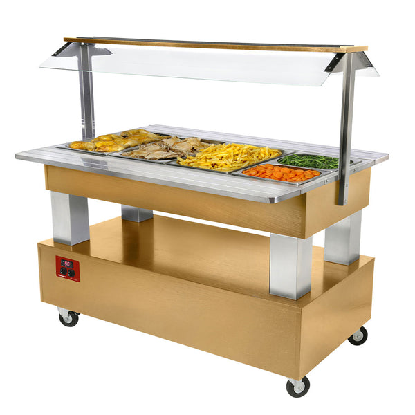 Diamond Warmes Buffet, Bainmarie, 4x GN 1/1-150 (Helle Eiche Holz)