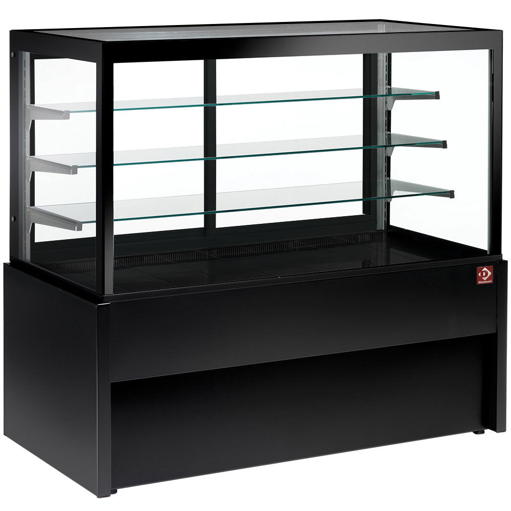 Diamond Panorama-Verkaufstheke, neutral, 4 Stufen, ohne Reservefach  - SCHWARZ