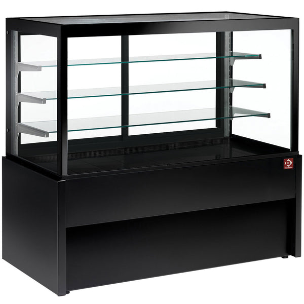 Diamond Panorama-Verkaufstheke, belüftet, 4 Stufen, ohne Reservefach  - SCHWARZ