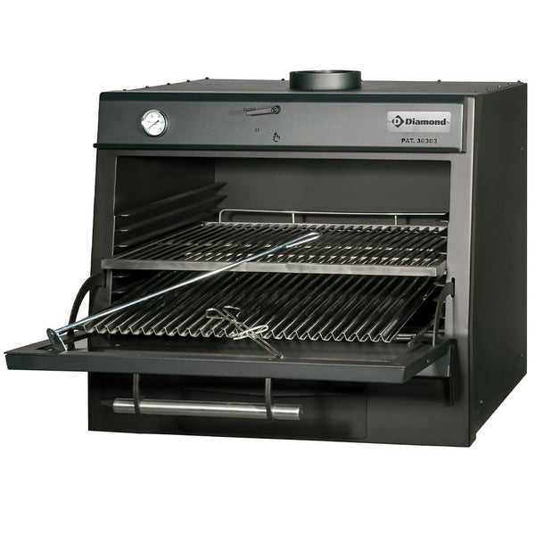 Diamond Holzkohleofen-BBQ, GN 1/1 + GN2/4 (75 Kg/h)/Schwarz