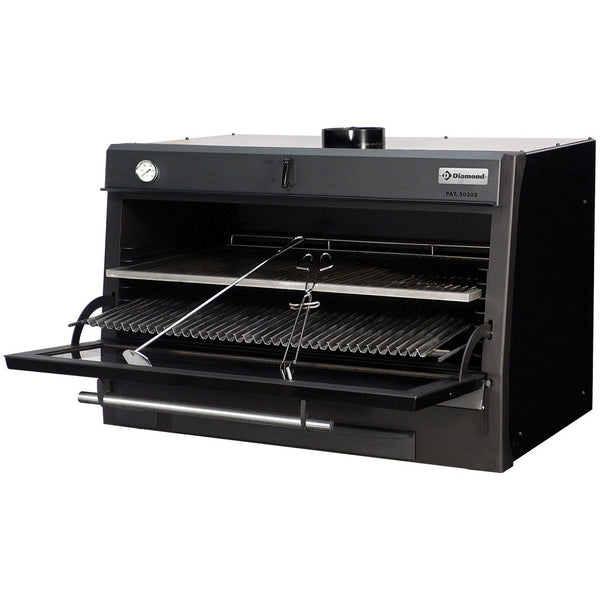 Diamond Holzkohleofen-BBQ, GN 2/1 + GN1/1 (120 Kg/h)/Schwarz