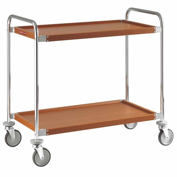 Diamond Servicewagen "verchromt-Nussbaum Farbe", 2 Ebenen