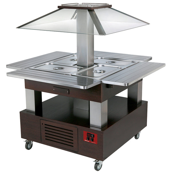 Diamond Warmes Bain Marie Insel-Buffet, 4x1/1-150 Wenge Holz