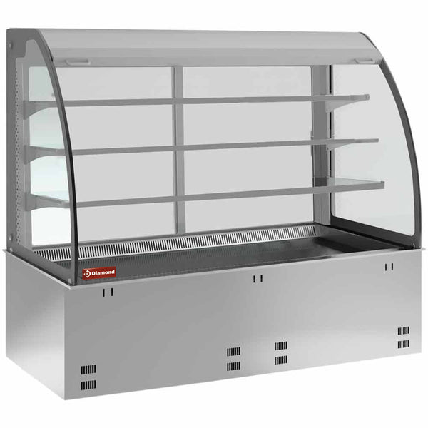 Diamond Element Kühlwanne und Kühlvitrine auf 3 Ebenen offen (mit Rollo), belüftet, 5x GN 1/1 (ohne hermetische Einheit)