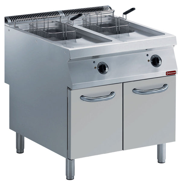 Diamond Elek. Friteuse 2 Becken "Y" je 15 L, externe Brenner, auf Unterschrank