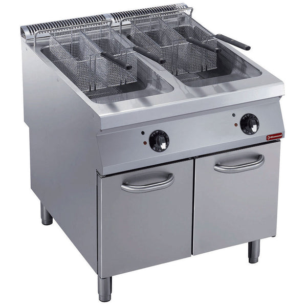 Diamond Elek. Friteuse 2 Becken "Y" je 23 L, externe Brenner, auf Unterschrank