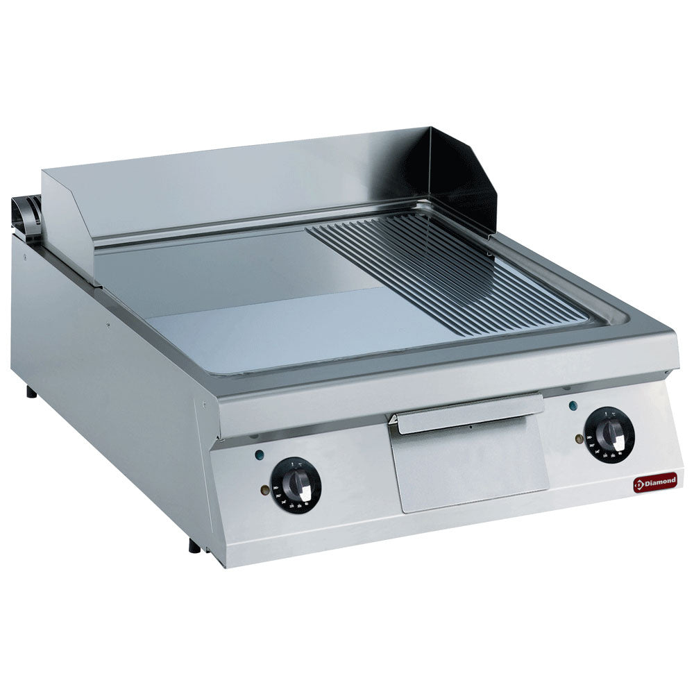 Diamond Elektro Grillplatte 2/3 glatt und 1/3 gerillt, Hartchrom -TOP-
