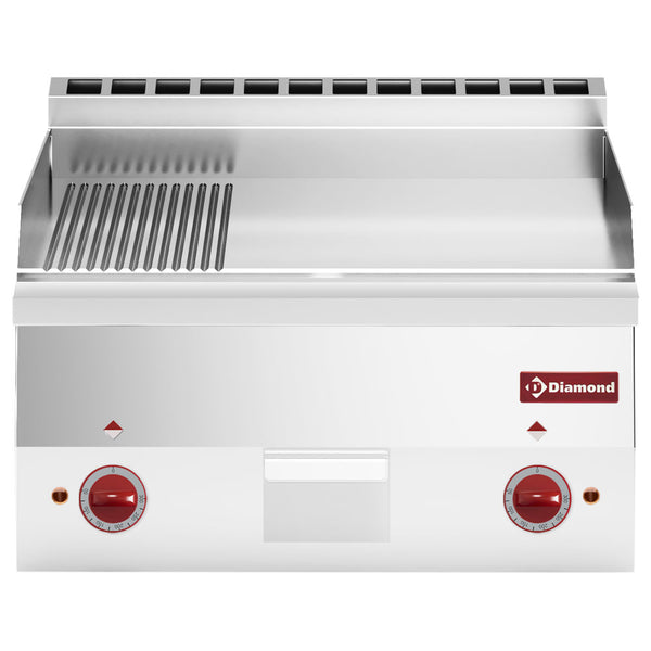 Diamond Elektro Grillplatte 2/3 glatt und 1/3 gerillt "verchromt" -Top-