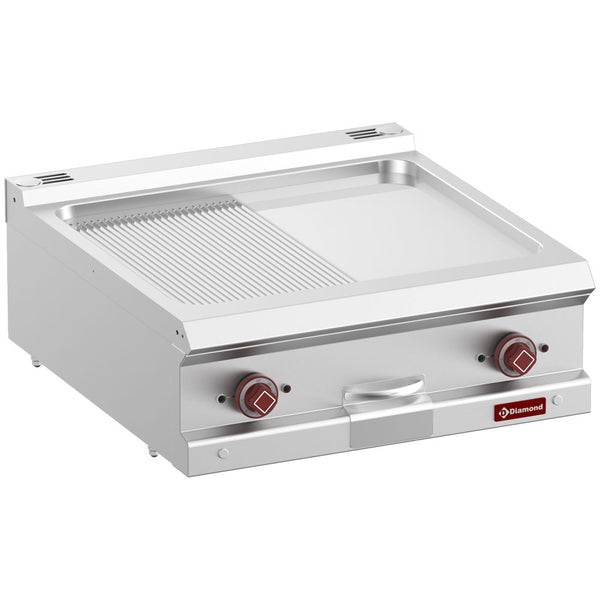 Diamond Elektro-Grillplatte, glatt 1/2, gerillt 1/2, hartverchromt, Mod. 1/1 -Top-