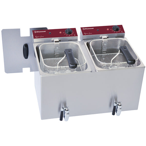 Diamond Elektro Tischfriteuse 2x 8 Liter + Ablasshahn