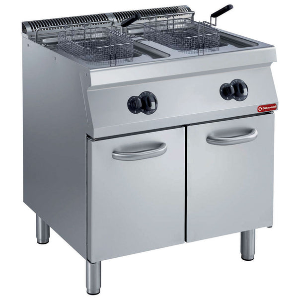 Diamond Gas Friteuse, 2 Becken in "Y" Form, 2x 15 L, externer Brenner, auf Unterbau