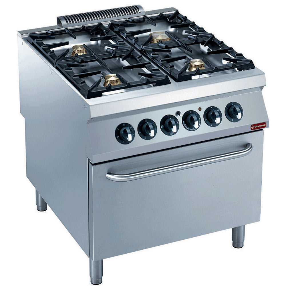 Diamond Gasherd 4 Brenner auf Elektro Backofen GN 2/1-