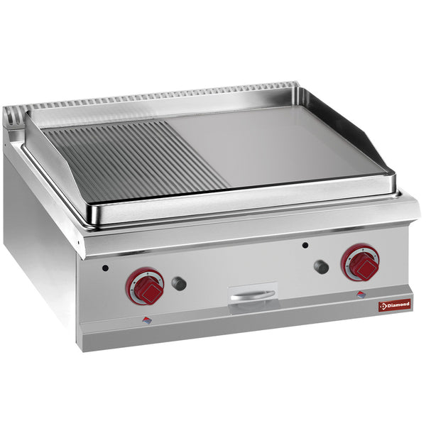 Diamond Gas-Grillplatte 1/2, glatt, 1/2 gerillt, Modul 1/1  -OBERPLATTE-
