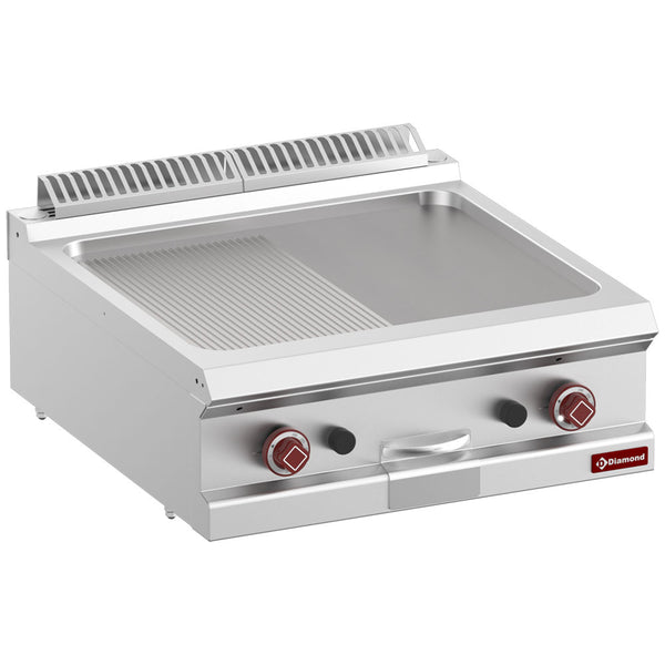 Diamond Gas-Grillplatte 1/2, glatt, 1/2 gerillt, Modul 1/1  -Top-