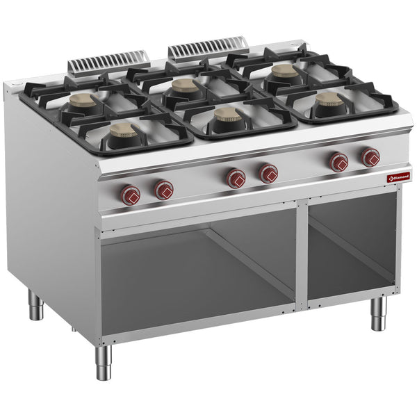 Diamond Gasherd 6 Gazbrenner, offener Unterbau