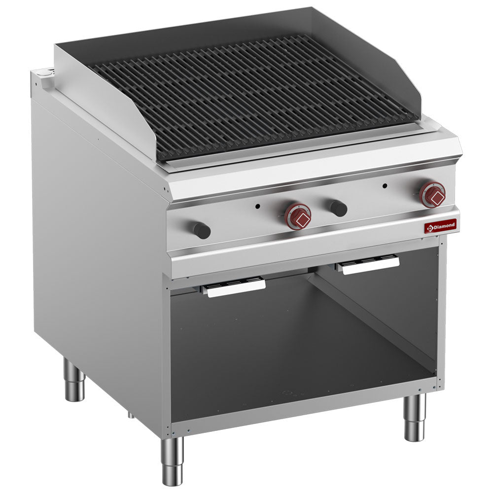 Diamond Lavasteingrill, Modul 1/1, Rost "2 faces" aus Gusseisen, offener Unterbau