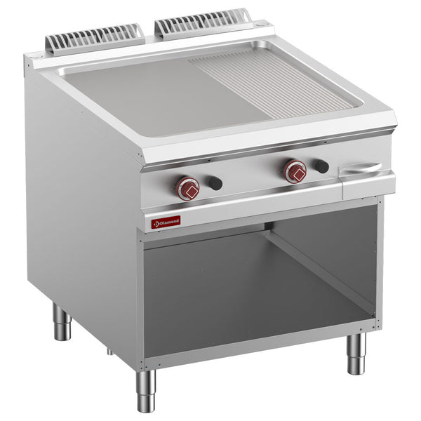 Diamond Gas-Grillplatte 2/3 glatt & 1/3 gerillt, Gasmodul 1/1, offener Unterbau