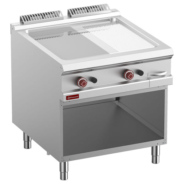 Diamond Gas-Grillplatte 2/3 glatt & 1/3 gerillt, Mod. 1/1, offener Unterbau