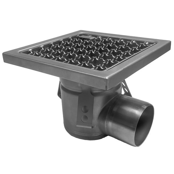 Diamond Bodenrinne aus Edelstahl 300x300, seitlicher Ausgang