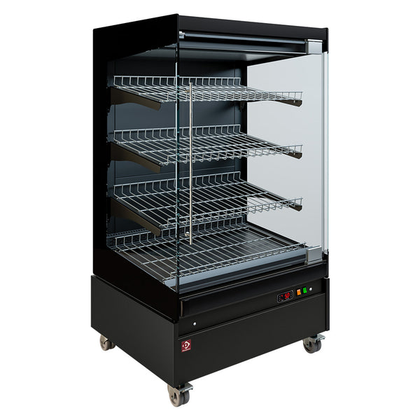 Diamond Beheizte Vitrine, Selbstbedienung, mit Glastür, auf Rädern - FULL BLACK