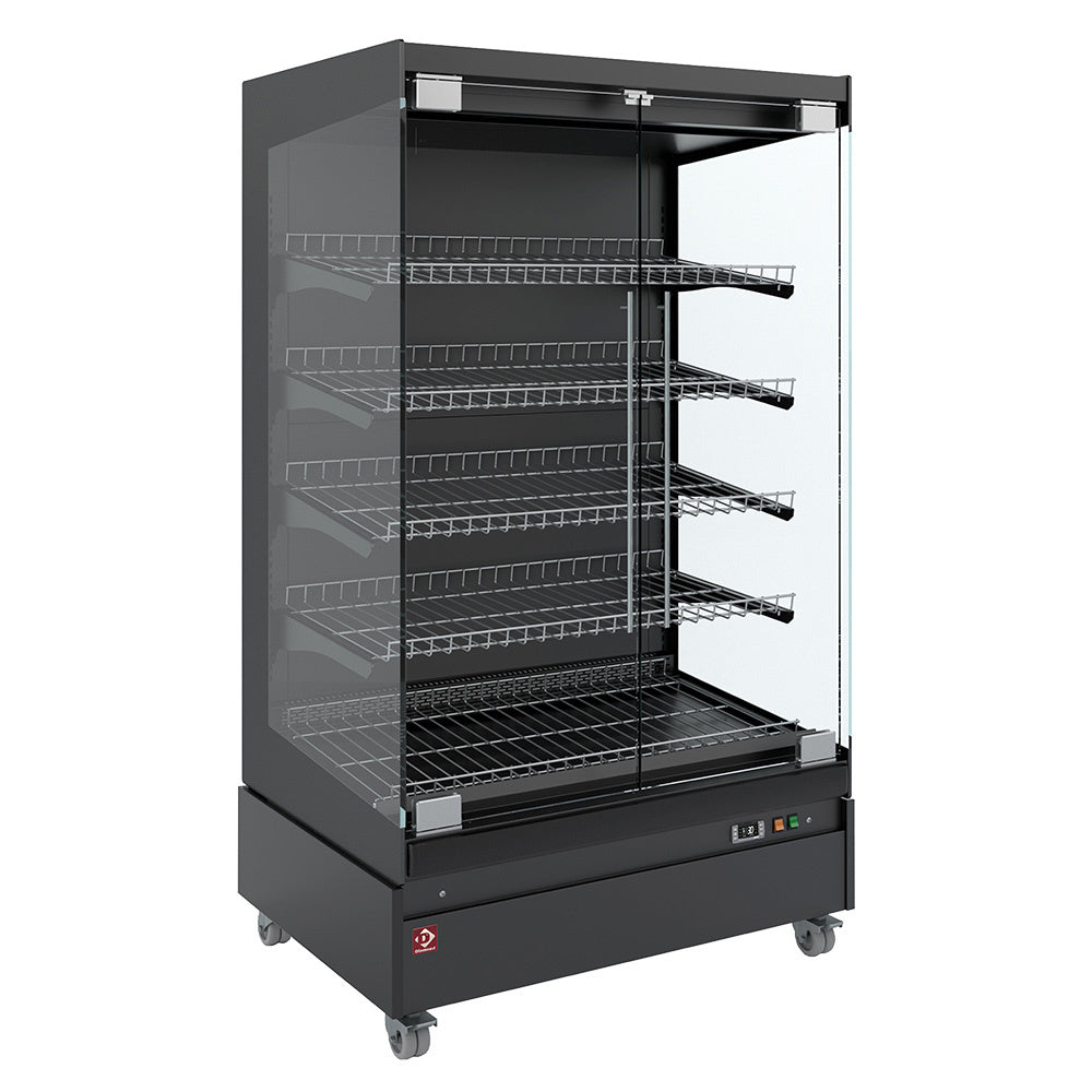 Diamond Beheizte Vitrine, Selbstbedienung, mit Glastür, auf Rädern - FULL BLACK