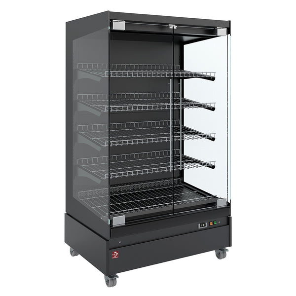 Diamond Beheizte Vitrine, Selbstbedienung, mit Glastür, auf Rädern - FULL BLACK
