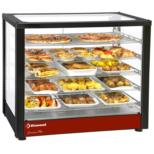 Diamond Wärmevitrine, Ventiliert, 5 Ebenen, Panoramisch (Schwarz)