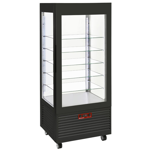 Diamond Vitrine 4 Seiten T° negativ, 5 Regale aus Glas, belüftet, 480 Lit., SCHWARZ