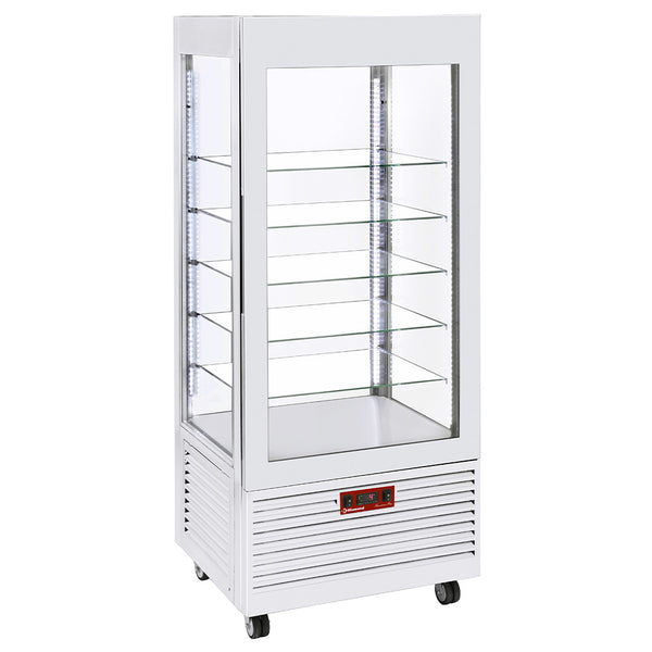 Diamond Vitrine 4 Seiten  T° positiv, 5 Regale aus Glas, belüftet, 480 Lit., WEIß