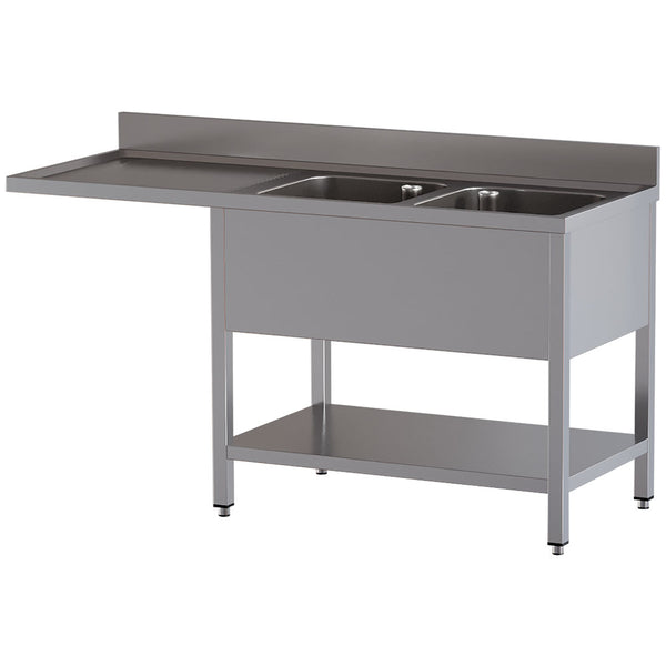Diamond Spültisch 2 Becken und 1 linker Abtropffläche, Unterboden und Geschirrspülerplatz