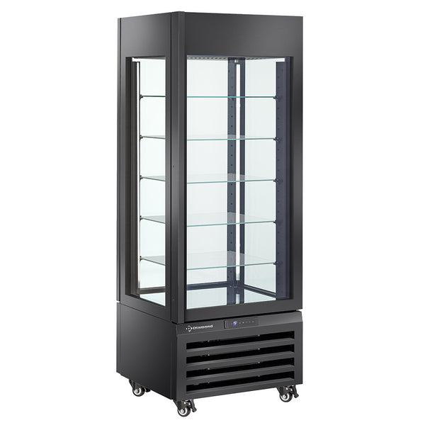 Diamond Vollverglaste Vitrine" 440 l, 5 Glasböden, belüftet - CHOCOLATE - SCHWARZ