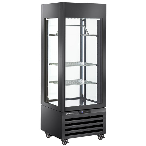 Diamond Vollverglaste Vitrine" 440 l, 2 Regale & Fleischstange, belüftet - MEAT - SCHWARZ