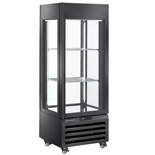 Diamond Vollverglaste Vitrine" 440 l, 1 Ebene + 2 Regale, belüftet - WINE - SCHWARZ