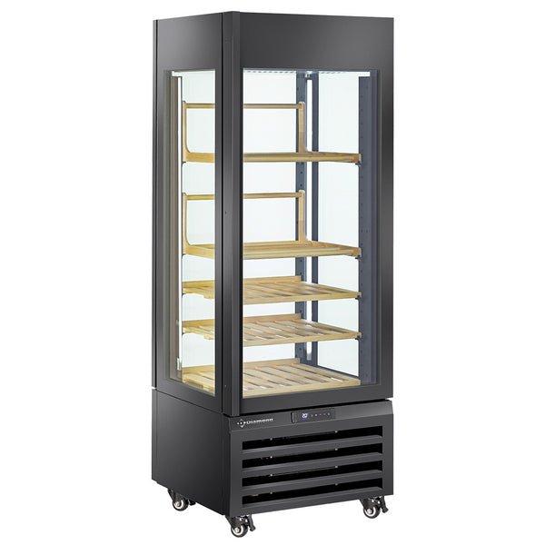 Diamond Vollverglaste Vitrine" 440 l, 1 Ebene + 4 Regale, belüftet - WINE - SCHWARZ