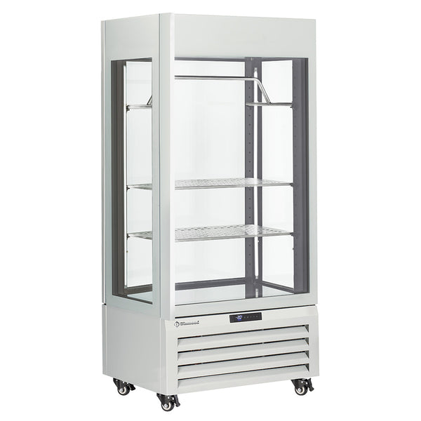 Diamond Vollverglaste Vitrine" 600 l, 2 Regale & Fleischstange, belüftet - MEAT - WEISS