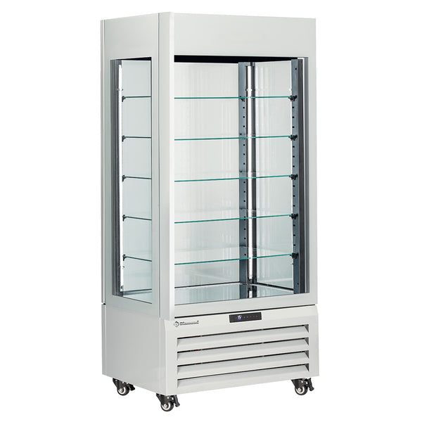 Diamond Vollverglaste Vitrine" 600 l, 5 Glasböden, belüftet - CHOCOLATE - WEISS