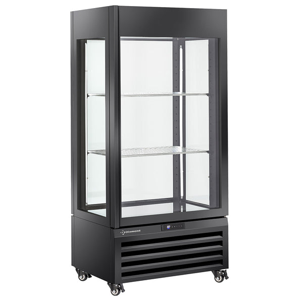 Diamond Vollverglaste Vitrine" 600 l, 1 Ebene + 2 Regale, belüftet - WINE - SCHWARZ