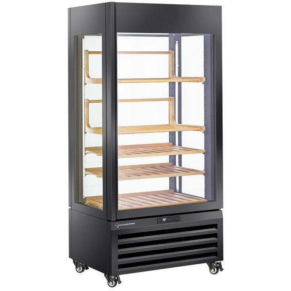 Diamond Vollverglaste Vitrine" 600 l, 1 Ebene + 4 Regale, belüftet - WINE - SCHWARZ