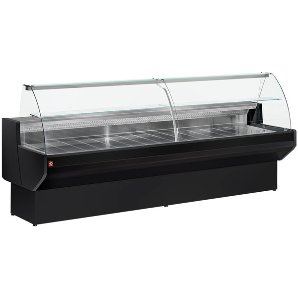 Diamond Kühltheke mit gebogenem Glas, Umluft mit Reservefach - SCHWARZ