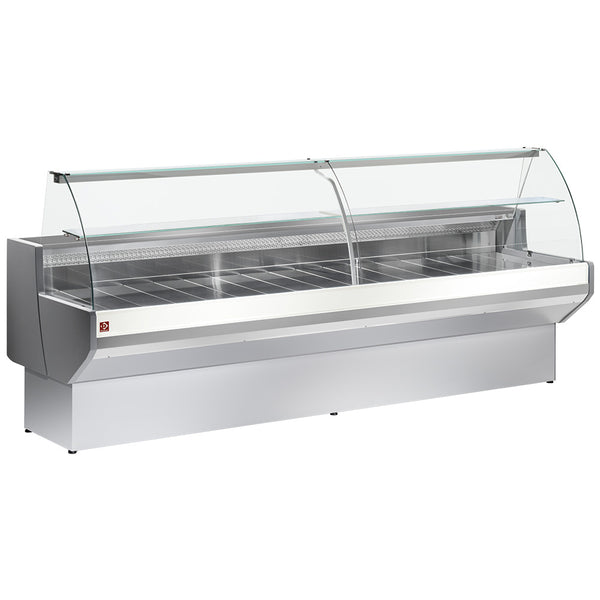 Diamond Kühltheke mit gebogenem Glas, Umluft mit Reservefach - GRAU/WEISS