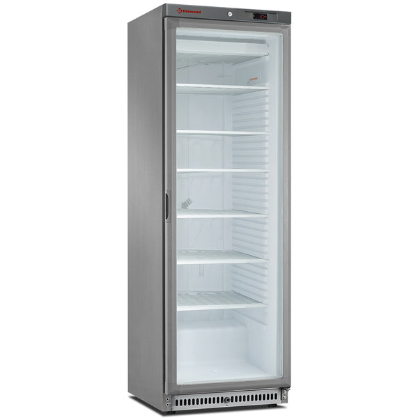 Diamond Gefrierschrank, statisch, Glastür, 400 Liter. aus Edelstahl