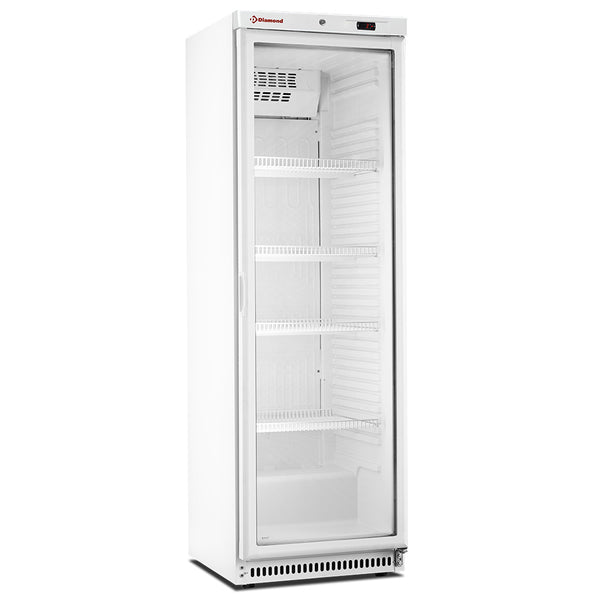 Diamond Kühlschrank, Glastür, belüftet, 400 Liter. weiß