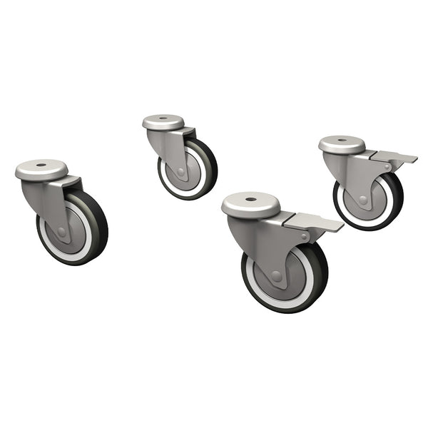 Diamond Set 4 schwenkende Räder, ''galvanisiert'', 2 Bremsen