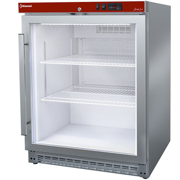 Diamond Kühlschrank, Glastür, belüftet, 150 Liter. aus Edelstahl