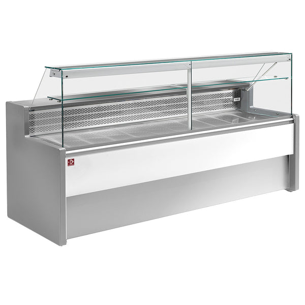 Diamond Gekühlte Verkaufstheke mit gerader Scheibe 90°, inkl. Reservefach - GRAU/WEISS