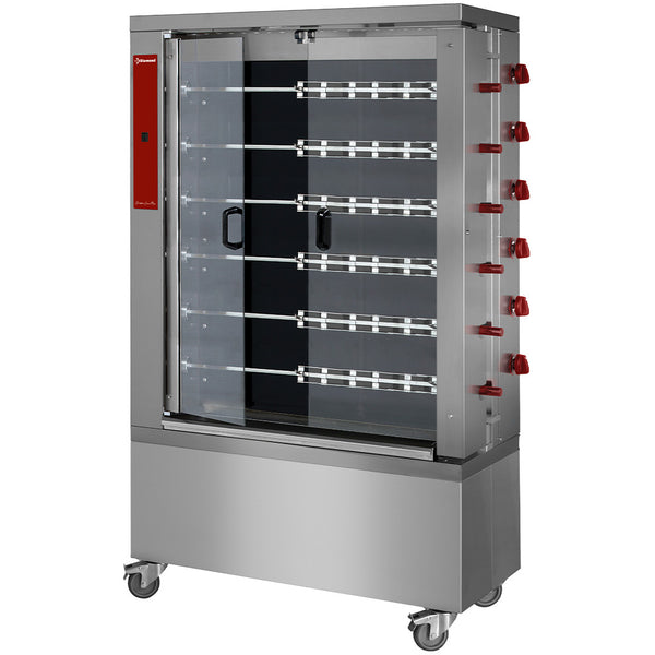 Diamond Hähnchengrill Glaskeramik, 6 Spieße auf Rädern (36 Hähnchen)